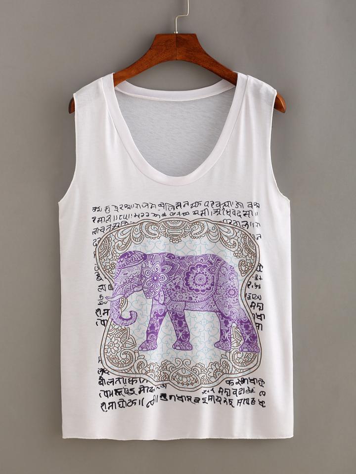 Shein Elephant Print Tank Top