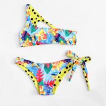 Shein One Shoulder Floral Bikini Set