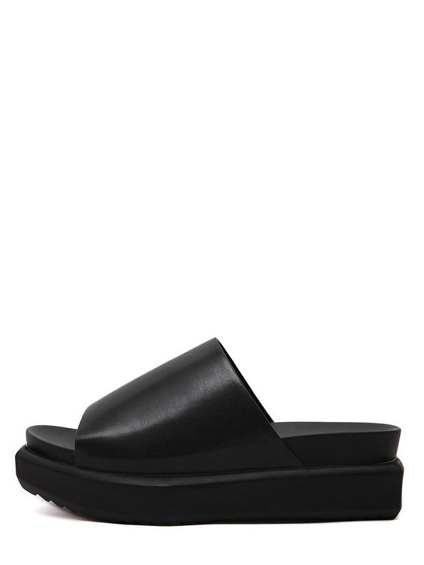 Shein Black Peep Toe Asymmetrical Thick-soled Wedges