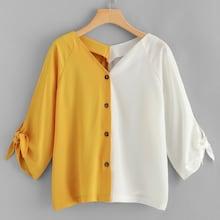 Shein Two Tone Knot Detail Blouse