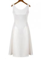 Rosewe Pretty Round Neck Sleeveless White Skater Dress For Lady