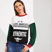 Shein Mixed Print Colorblock Sweatshirt