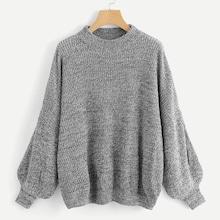 Shein Plus Bishop Sleeve Marled Knit Jumper