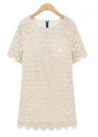 Rosewe Latest Round Neck White Straight Dress For Summer