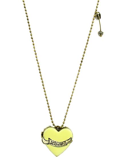 Shein Yellow Box Heart Crystal Openable Rhinestone Designs Pendant Necklace