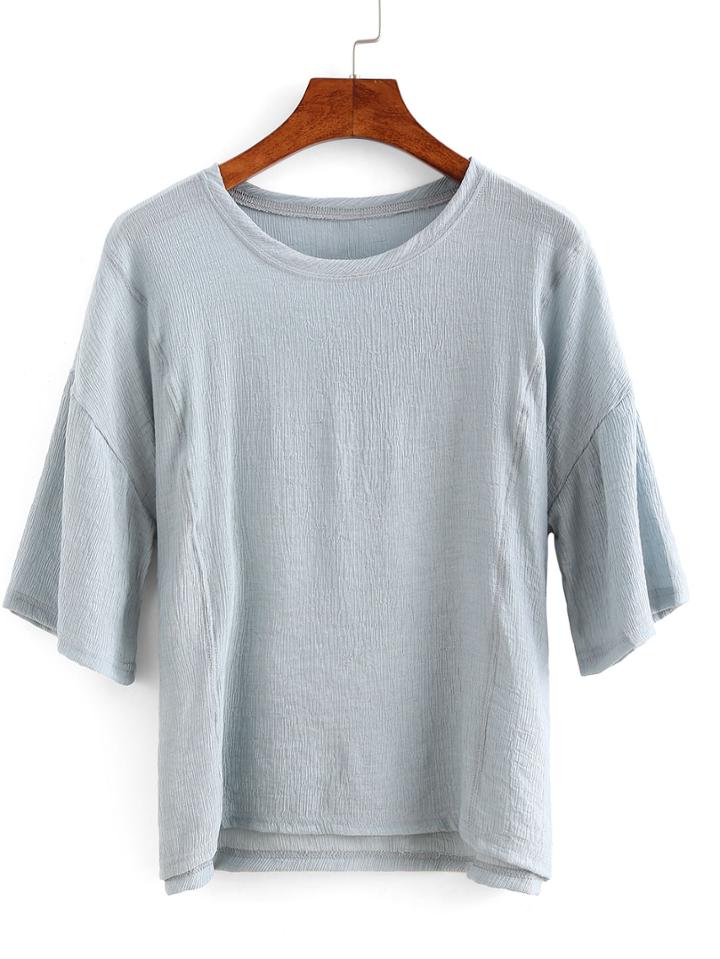 Shein Grey Crepe Chiffon T-shirt