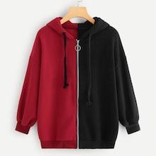 Shein Two-tone Contrast Drop Shoulder Hoodie