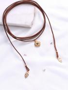 Shein Brown Layered Wrap Choker With Flower Pendant