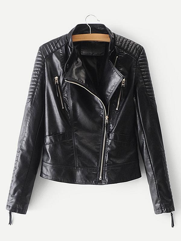 Shein Quilted Shoulder Moto Jacket