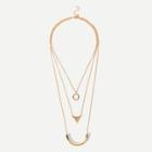 Shein Ring & Triangle Pendant Layered Chain Necklace