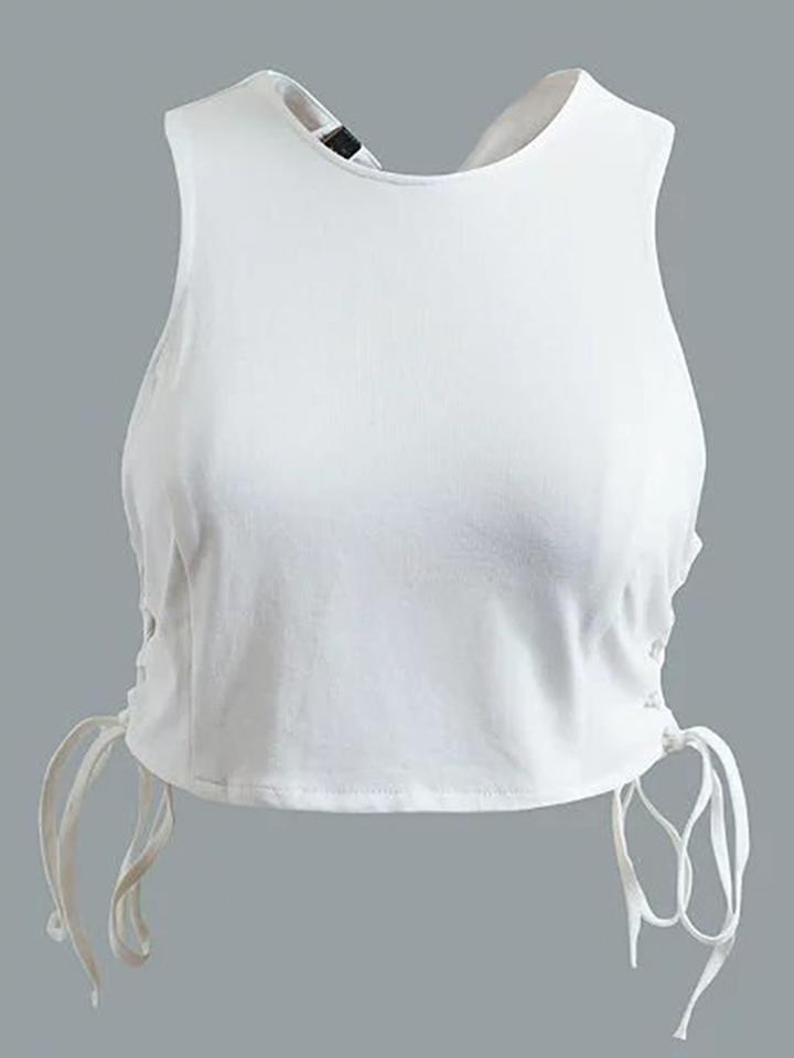 Shein Criss Cross Back Lace Up Detail Top