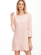 Shein Pink Scallop Hem Tunic Dress
