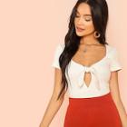 Shein Knot Front Ribbed Tee