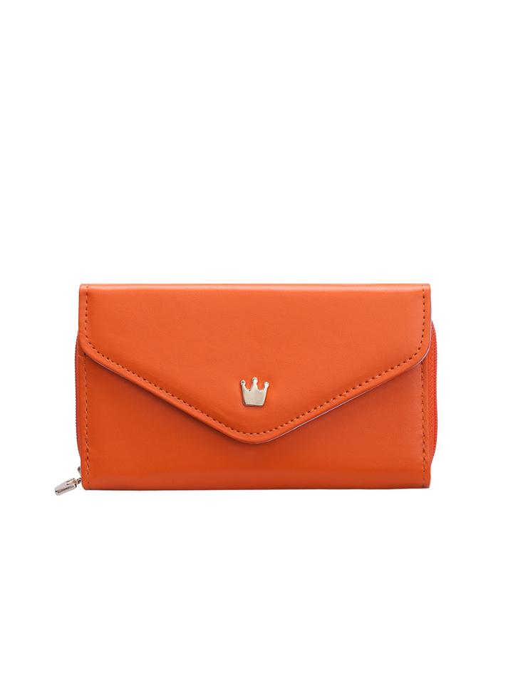 Shein Orange Sheeny Crown Pu Leather Wristlet