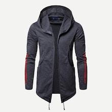 Shein Men Drawstring Hem Hooded  Coat