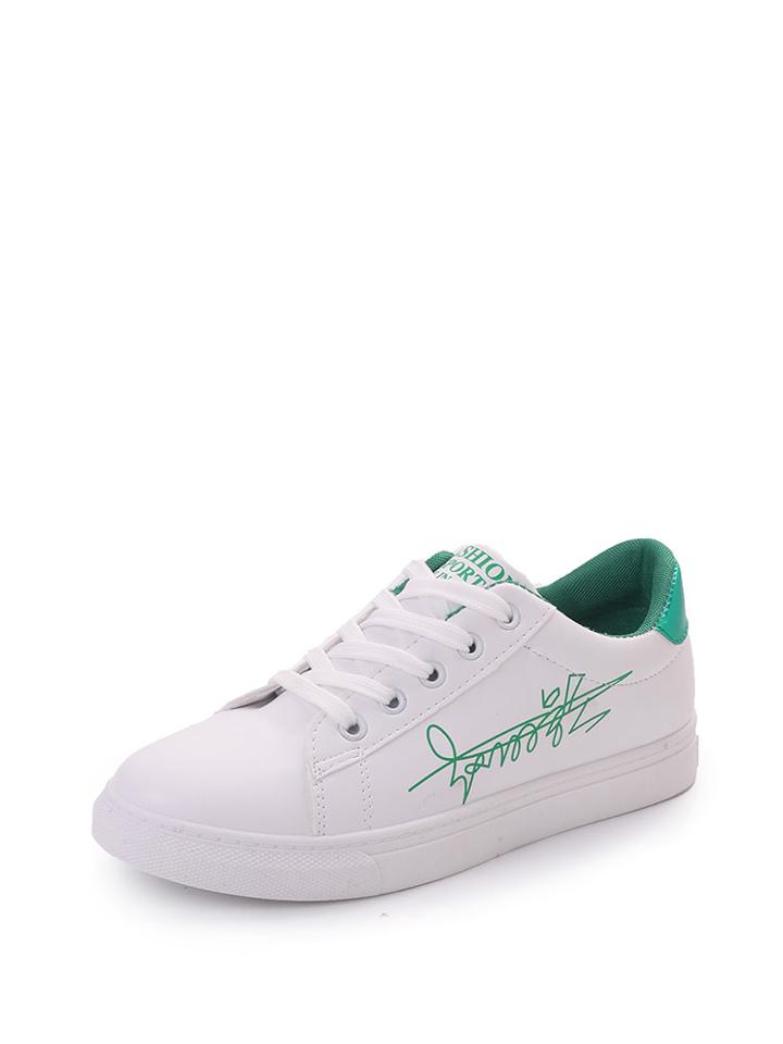 Shein Letter Print Lace Up Pu Flatform Sneakers