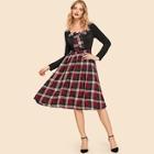 Shein Zip Back Knot Front Plaid Dress