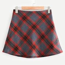 Shein Zip-up Plaid Skirt