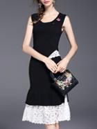 Shein Black Knit Two-pieces Lace Dress