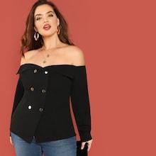 Shein Plus Foldover Front Off Shoulder Top