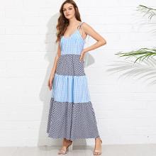 Shein Color Block Checked Cami Dress