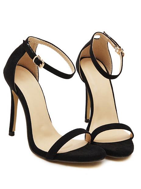 Shein Black Stiletto High Heel Ankle Strap Sandals