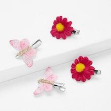 Shein Butterfly & Flower Design Hair Clip 2pairs