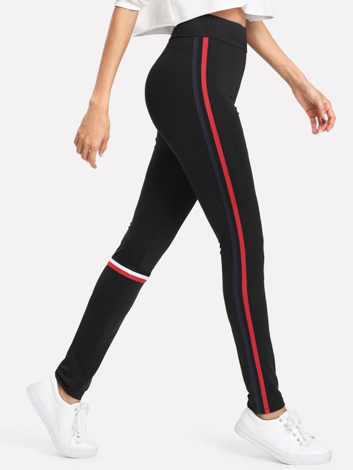 Shein Striped Tape Detail Leggings
