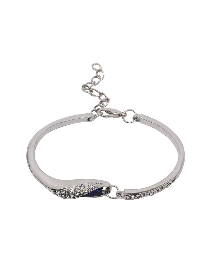 Shein Rhinestone Set-in Silver Polish Bangle