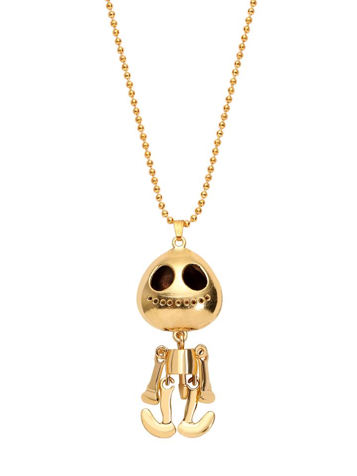 Shein Gold Plated Alien Skull Head Pendant Sweater Necklace