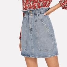 Shein Ruffle Waist Pocket Side Skirt