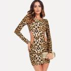 Shein Leopard Print Cut Out Waist Dress