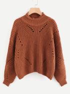 Shein Drop Shoulder Hollow Textured Knit Sweater
