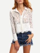 Shein Scalloped Hem Sheer Lace Blouse