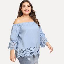 Shein Plus Laser Cut Out Off Shoulder Blouse