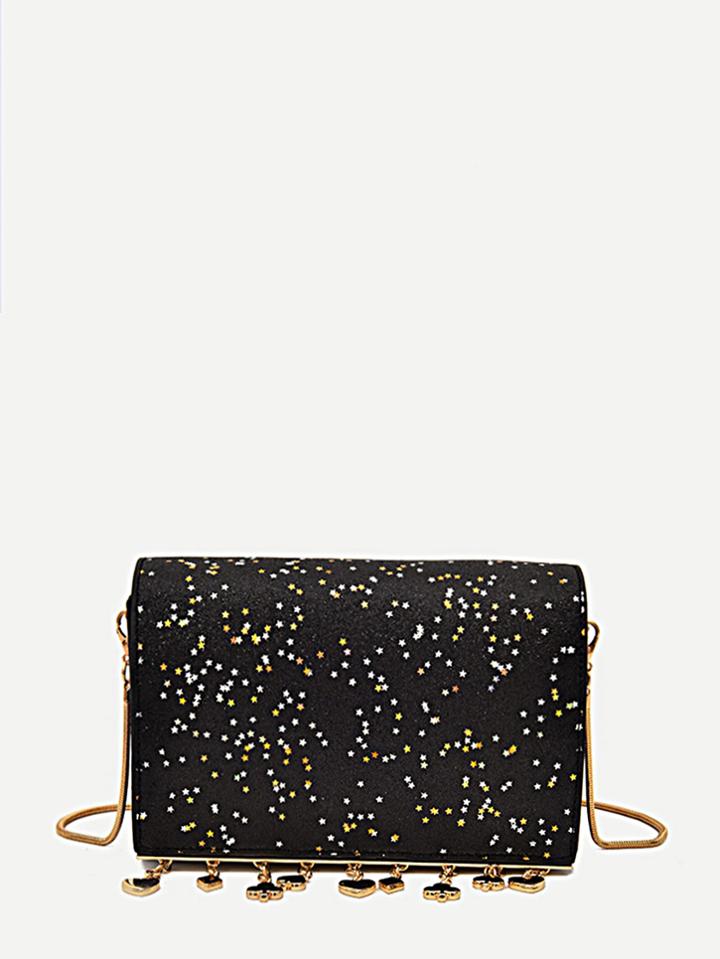 Shein Heart Charm Glitter Chain Bag