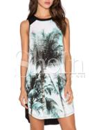 Shein Multicolour Sleeveless Inch Trees Print Dress