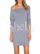 Shein Grey Marl Slate Round Neck Casual Dress