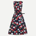Shein Cherry Print Belted Detail Dress