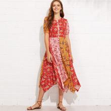 Shein All Over Florals Hanky Hem Dress