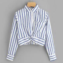 Shein Twist Front Striped Shirt