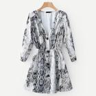 Shein Button Through Snakeskin Print Dress