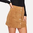 Shein Slant Pocket Single Breasted Cord Skirt