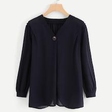 Shein V Neckline Button Decoration Blouse