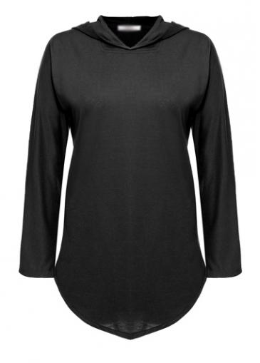 Rosewe Hooded Collar Long Sleeve Black Sweats