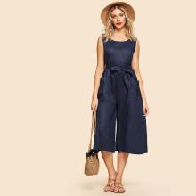 Shein Self Tie Waist Wide Leg Jumpsuit