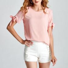 Shein Faux Pearl Beading Tie Detail Top