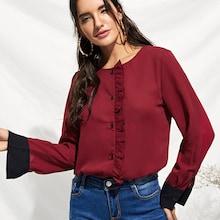 Shein Ruffle Single Breasted Blouse