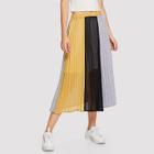 Shein Color Block Pleated Skirt