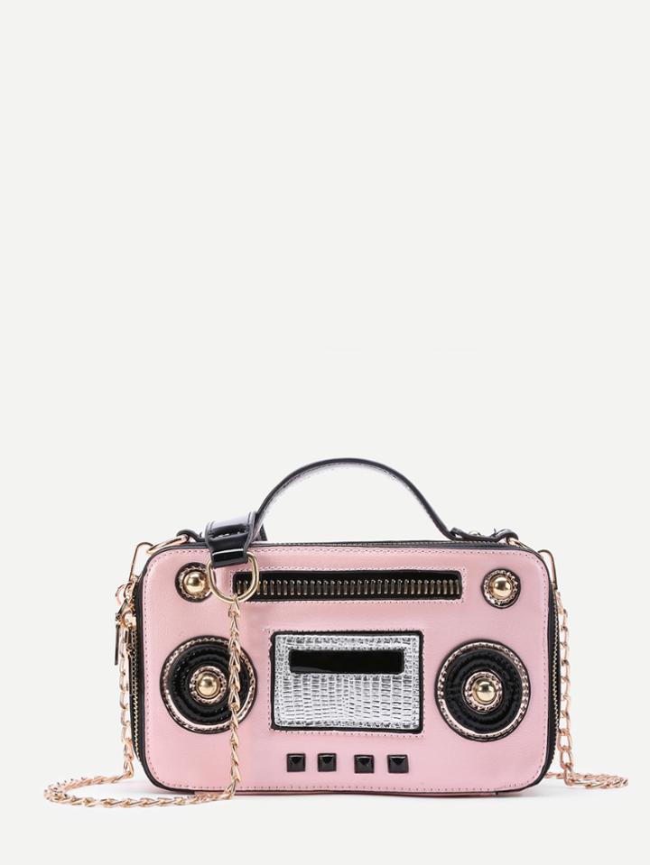 Shein Radio Design Pu Chain Cross Body Bag
